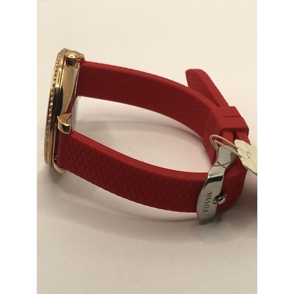 Fossil ES4452 Women's Red Silicone Analog Dial Quartz Genuine Wrist Watch OP632 - Picture 8 of 9